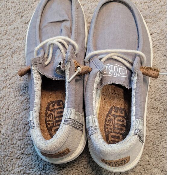 Hey Dude Wally Shoes Men’s Gray Woven Sz 10 Boho Coastal Artisan Lightweight GUC - Picture 9 of 10